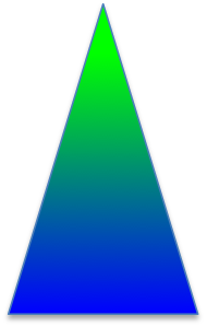 Triangle with a green tip and a dark blue base