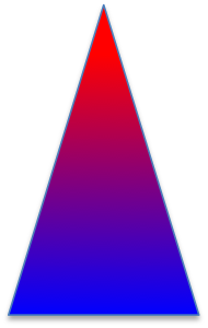 Triangle with a red tip and a dark blue base