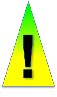 Triangle with an exclamation point, a green tip and a yellow base