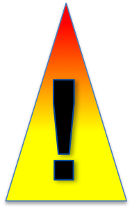 Triangle with an exclamation point, a red tip and a yellow base