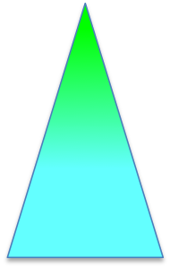 Triangle with a green tip and a light blue base